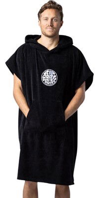 2024 Rip Curl Mens Logo Hooded Towel Changing Robe / Poncho 00GMTO - Black